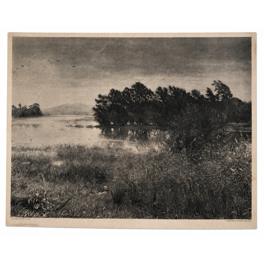 Antique J E Millais Chill October Gravure Goupil Et Cie Landscape Art Print